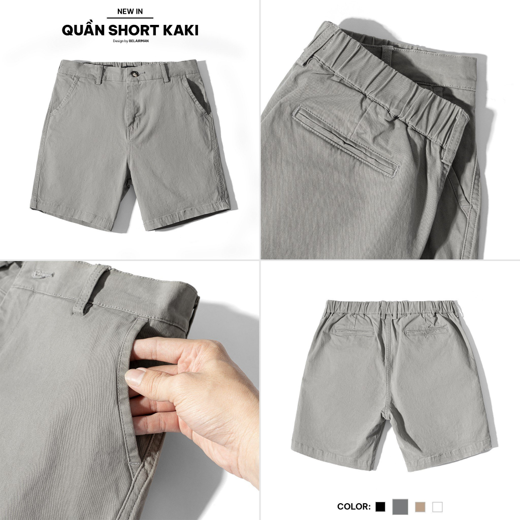 Quần Short nam vải Kaki cao cấp, trẻ trung, lịch lãm, chuẩn form - BELAIRMAN