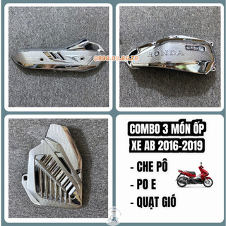 Ốp xe airblade 2016, 2017, 2018, 2019 - 3 món che pô, pô e, quạt gió air blade - xi crom