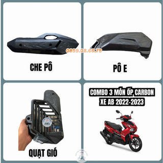Bộ ốp carbon xe airblade đời 2023, 2023 - gồm 3 món ốp pô, pô e, quạt gió xe air blade