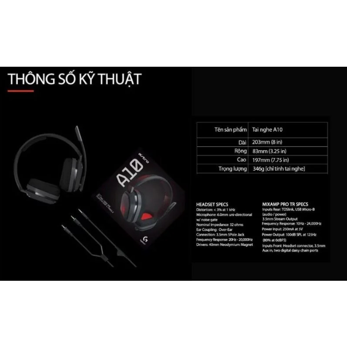 Tai Nghe Game Logitech G - Astro A10 Kèm Mic Gập Để Mute | Hàng Chính Hãng | Bảo Hành 24T | Mimax Store