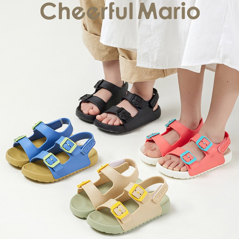 Sandal cho bé Cheerful Mario, Sandal quai dán cho bé đi học dành cho bé trai bé gái đế chống trơn trượt
