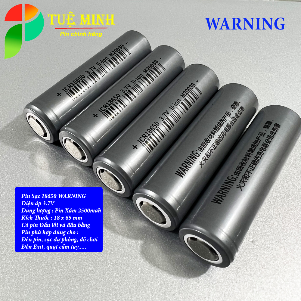 Pin sạc 18650 / pin 18650 3.7V 2000mah/ 2500mah đầu bằng, đầu lồi, dùng cho quạt MINI,đèn pin,Tông Đơ,Sạc Dự phòng