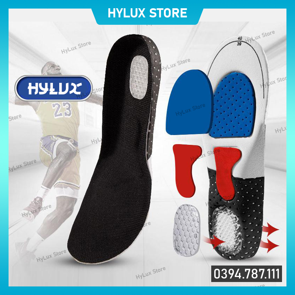 Lót giày thể thao Silicon đệm EVA giảm sốc, thấm hút mồ hôi, thoáng khí cao cấp