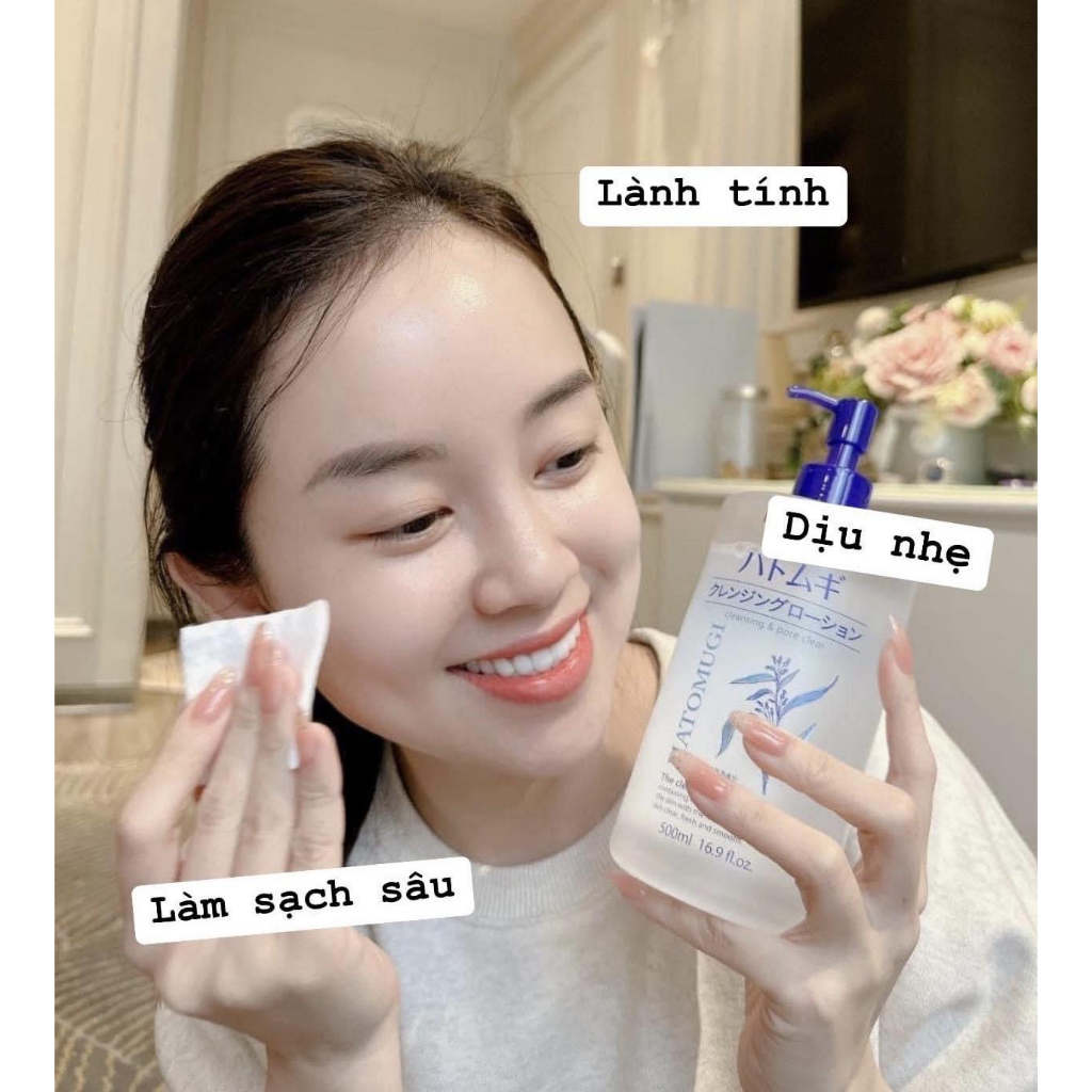 Nước tẩy trang Hatomugi, tẩy trang ý dĩ the cleansing lotion dưỡng ẩm và làm sáng da Nhật Bản 500ml