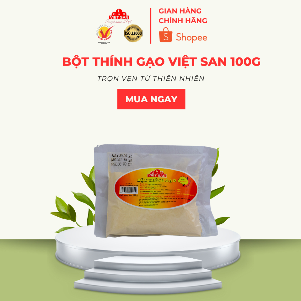 Bột Thính Việt San Túi 100g - Thơm Nồng Nguyên Chất, Làm Nem Thính, Thính Thính (Gói 100g & Combo 5 Gói)
