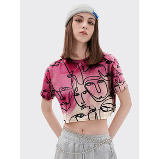 Áo thun croptop họa tiết dễ thương phong cách đường phố, Hàn Quốc