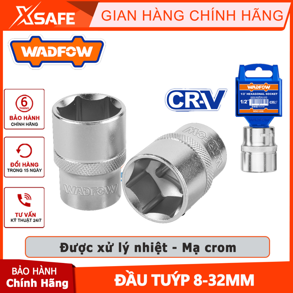 Đầu tuýp 8-32MM WADFOW, sử dụng chất liệu 50BV30 mạ crom xử lý nhiệt tốt, ép đùn lạnh, chịu nhiệt mở bu long đai ốc tron