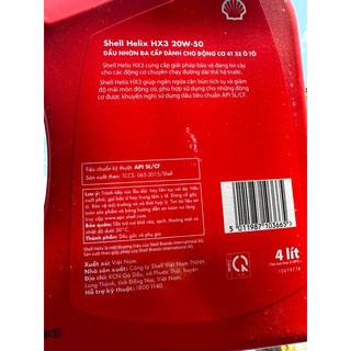 [100% Hàng Chính Hãng] NHỚT SHELL HELIX HX3 20W-50 4lit