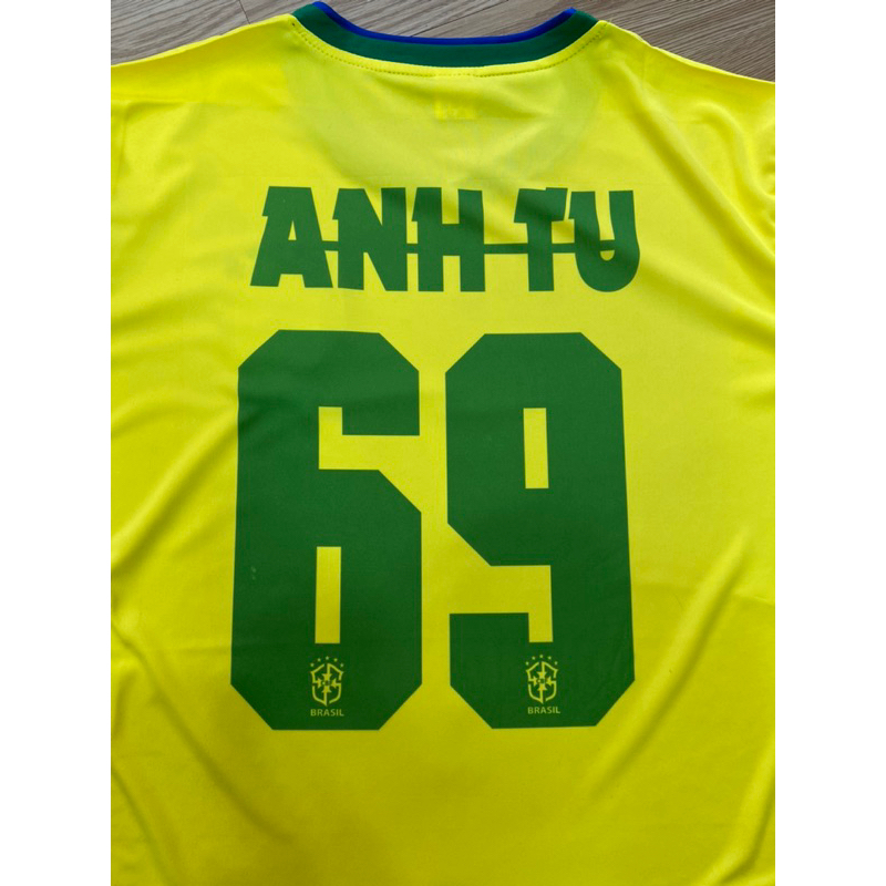 Áo đá banh, bóng đá tay ngắn Brazil vàng