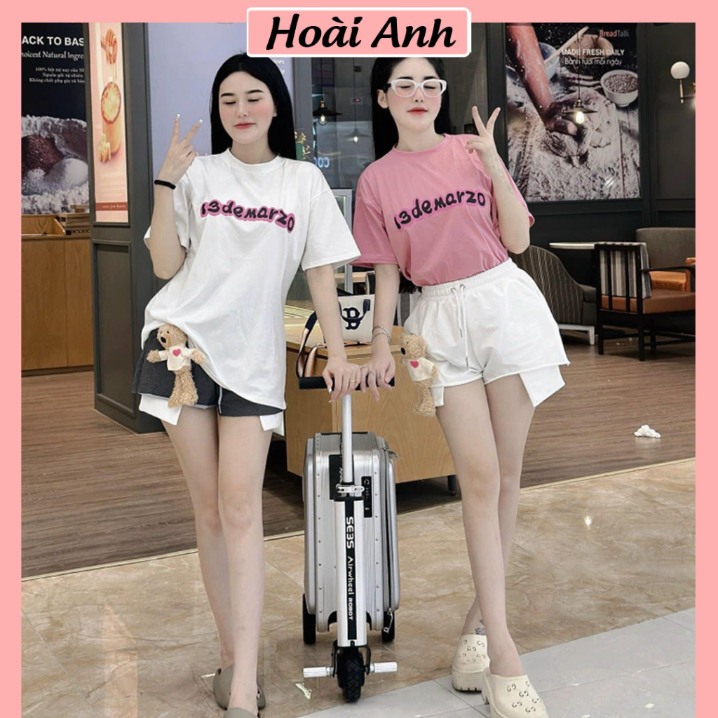 Set Bộ Đồ Nữ Áo Phông Demarzo Kèm Gấu Cài Rời Mix Quần Sooc Đùi Phối Gấu Freesize