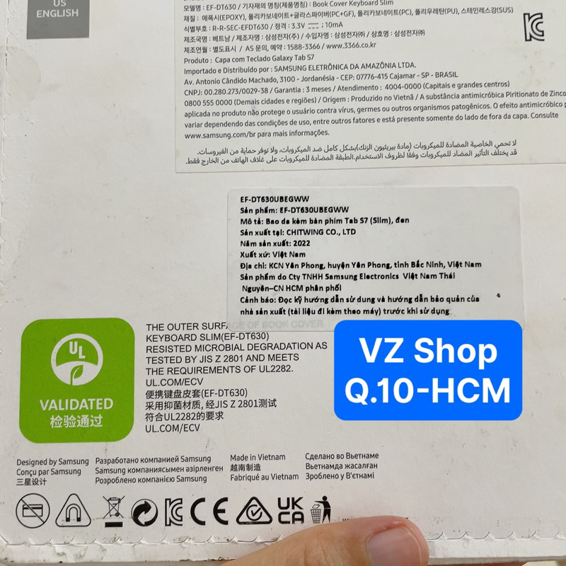 Chính hãng-Không chuột-Bao da bàn phím Book Cover Keyboard Slim cho Galaxy Tab S7/S8/S7+/S8+/S7 FE