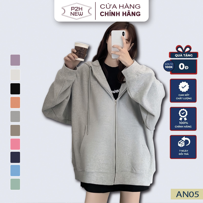 Áo Khoác Hoodie Nam Nữ Trơn Nỉ Bông Nhiều Màu P2HNEW AN05