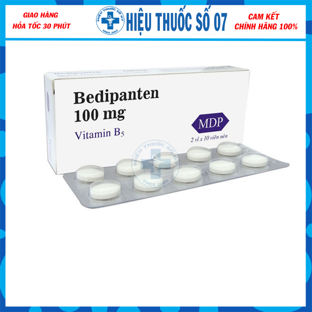 Viên uống, Viên ủ tóc Bedipanten Vitamin B5 100mg hỗ trợ giảm rụng tóc