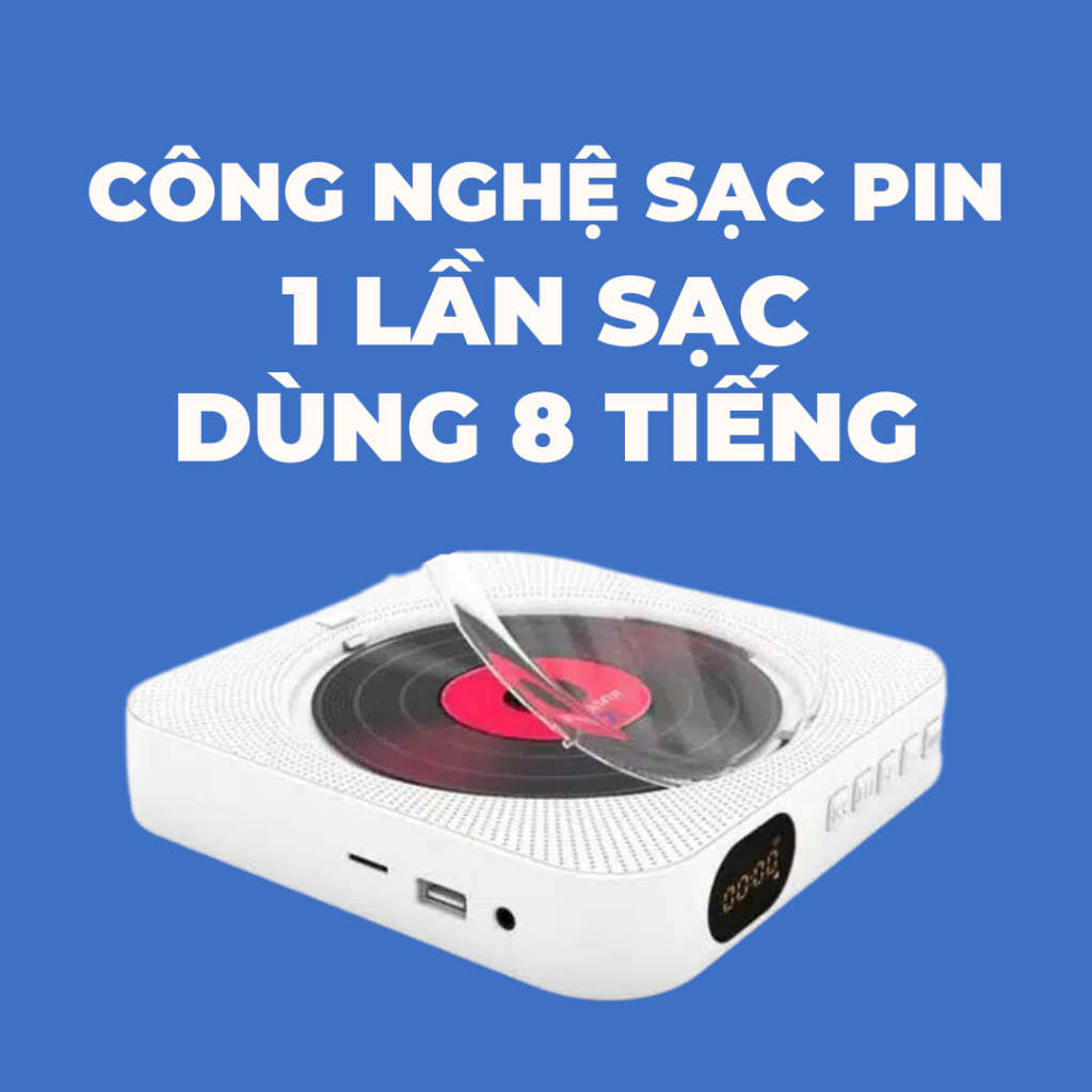 [TẶNG CARD IDOL NGẪU NHIÊN] Máy đĩa nghe nhạc CD 2.2 KECAG bản sạc pin - máy đọc đĩa CD, DVD treo tường, để bàn nhỏ gọn