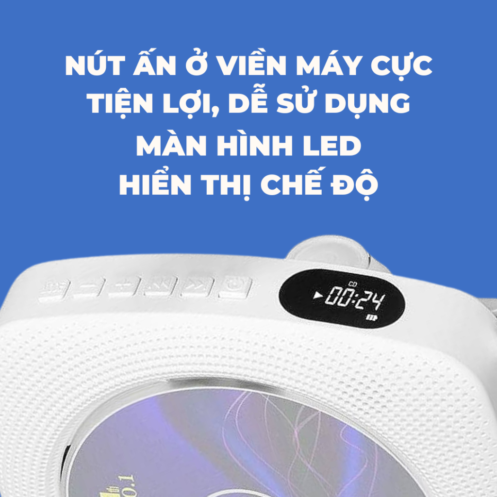 [TẶNG CARD IDOL NGẪU NHIÊN] Máy đĩa nghe nhạc CD 2.2 KECAG bản sạc pin - máy đọc đĩa CD, DVD treo tường, để bàn nhỏ gọn