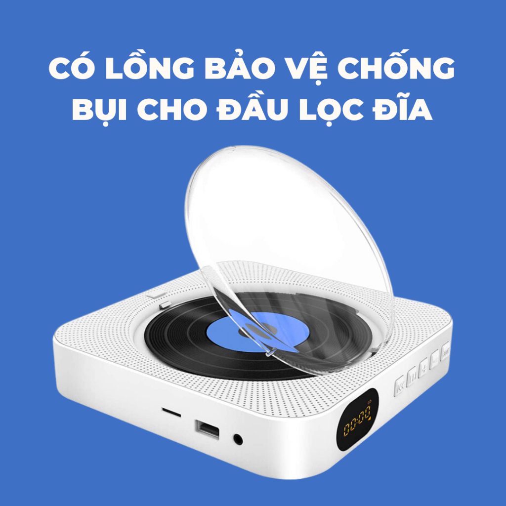 [TẶNG CARD IDOL NGẪU NHIÊN] Máy đĩa nghe nhạc CD 2.2 KECAG bản sạc pin - máy đọc đĩa CD, DVD treo tường, để bàn nhỏ gọn