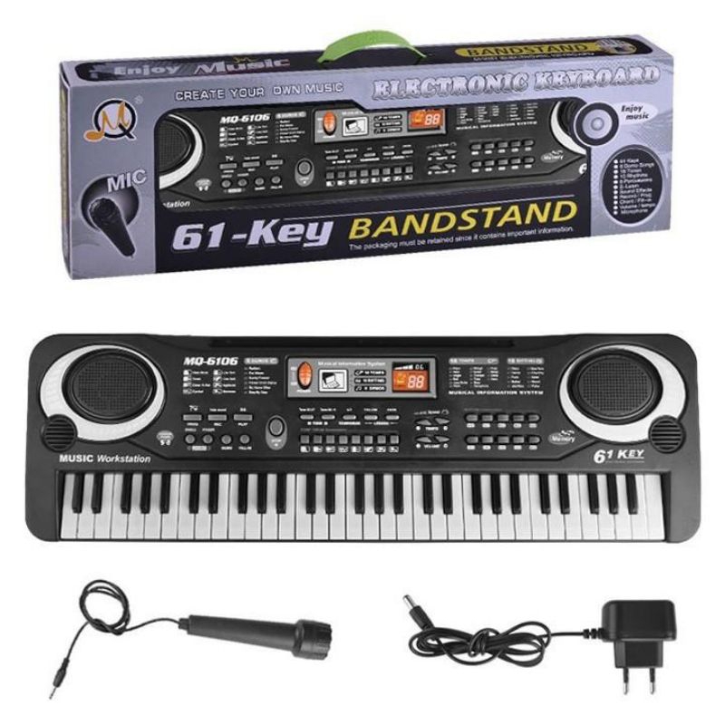 Đàn Piano điện tử Keyboard 61 Phím Kèm Mic+day sạc cho bé