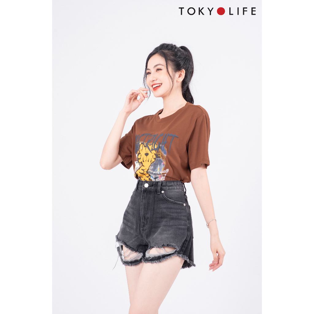 Quần shorts jean NỮ TOKYOLIFE C9SHP007M