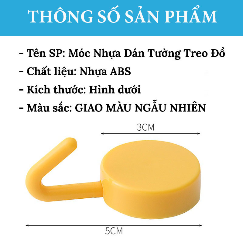 Móc Nhựa Treo Quần Áo Gắn Tường, Móc Nhựa Tròn Đa Năng Treo Đồ Gia Đình Siêu Dính BI HOUSE