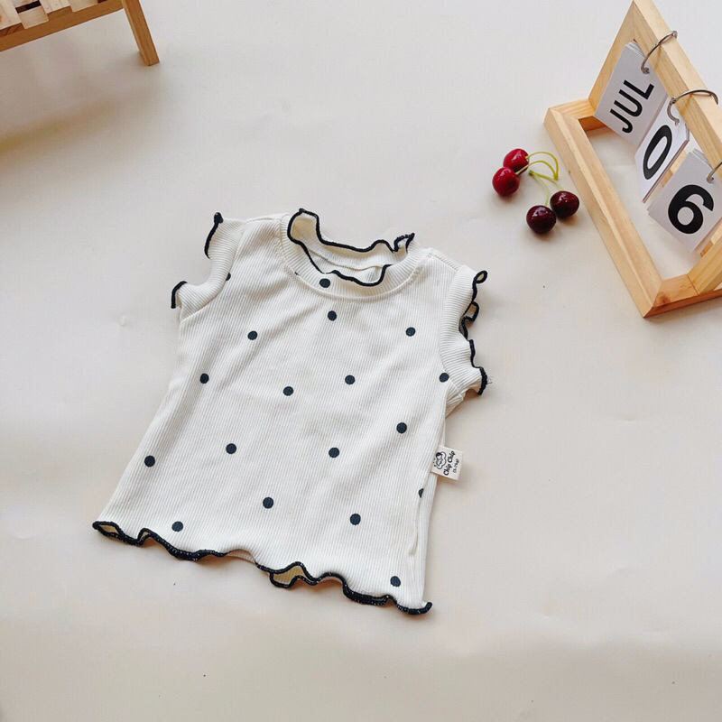 Áo nhún bèo cotton phong cách Hàn Quốc cho bé gái