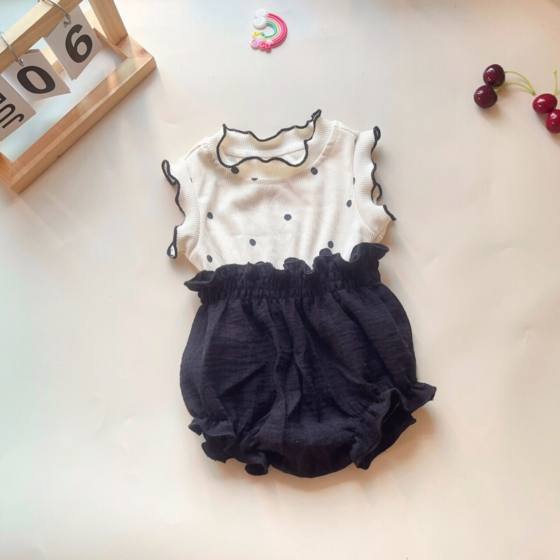 Áo nhún bèo cotton phong cách Hàn Quốc cho bé gái