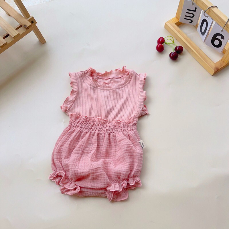 Áo nhún bèo cotton phong cách Hàn Quốc cho bé gái