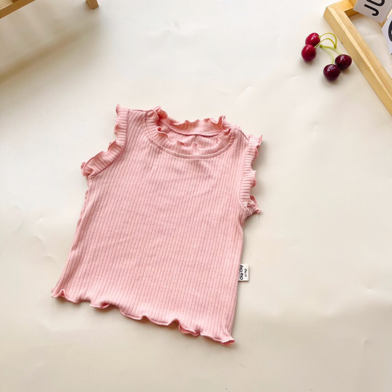 Áo nhún bèo cotton phong cách Hàn Quốc cho bé gái