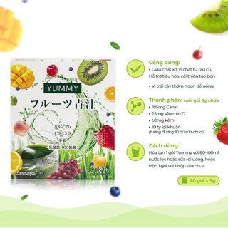 Yummy Bột mầm lúa mạch trái cây 3g x 20 gói