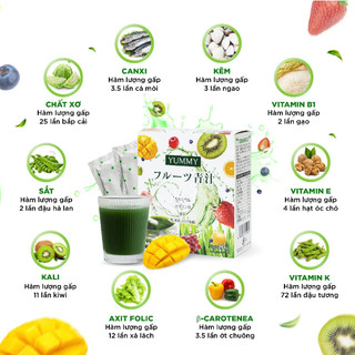 Yummy Bột mầm lúa mạch trái cây 3g x 20 gói