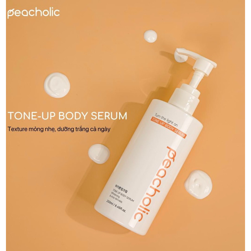 Măng tây baby - Kem Nâng Tone Dưỡng Thể Peacholic Turn The Light On Turn Up Body Serum Whitening & Anti-Wrinkle