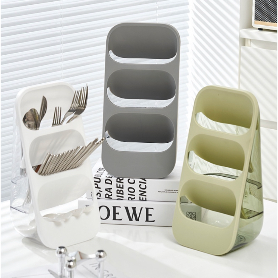 Giá Nghiêng Đựng Đũa Thìa 16.2x13.5x33.5cm Có Lỗ Thoát Nước Đa Năng Tiện Dụng
