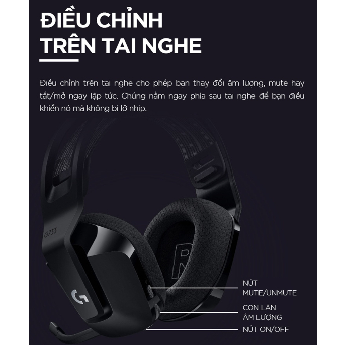 Tai Nghe Gaming Không Dây Logitech G733 Lightspeed RGB | Hàng Chính Hãng | Bảo Hành 24T | Mimax Store
