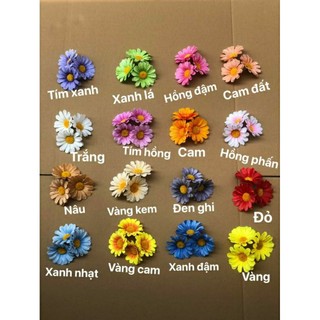 10 đầu bông cúc giả -bông cúc châu phi-hoa lụa trang trí-hoa decor