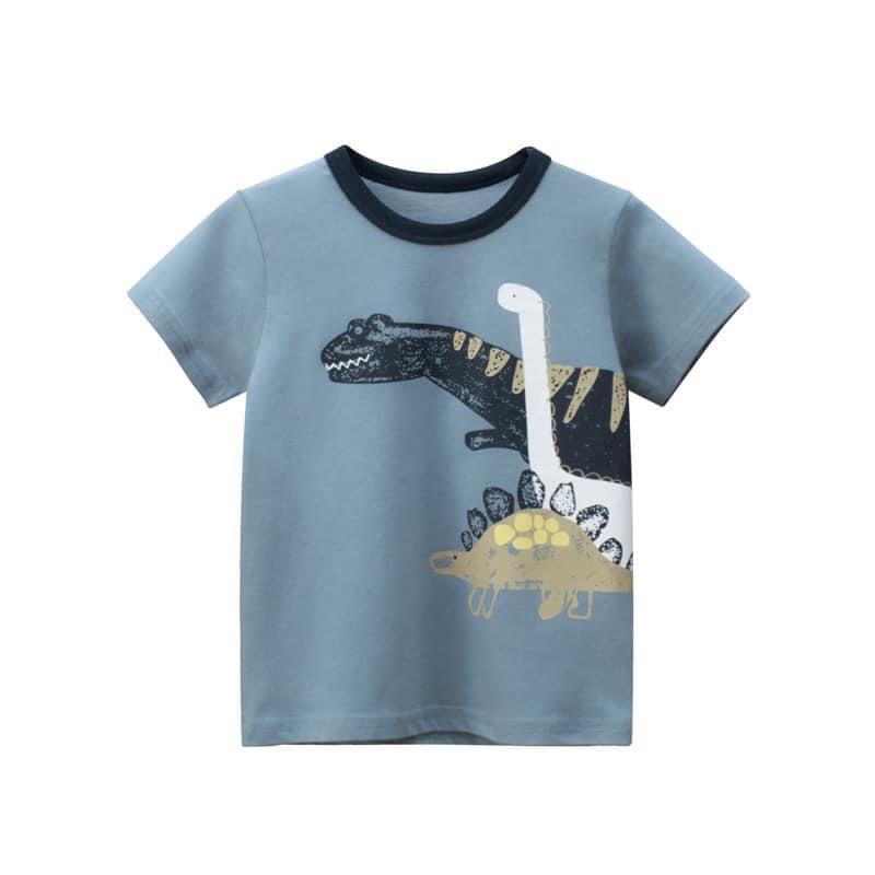 Áo thun bé trai cộc tay DINOKING Áo phông cho bé trai mùa hè chất cotton họa tiết khủng long trẻ em 2 - 8 tuổi AT07