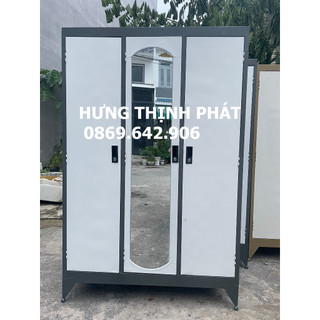 Tủ sắt 3 cánh đựng quần áo 1m8x1m2 giao nhanh HCM  cao cấp.  sdy.