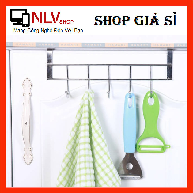 Thanh 5 Móc Treo Treo Chữ J Chất Liệu Inox 304 Không Gỉ, Dùng Treo Cửa, Cánh Tủ Dễ Dàng, Thanh Móc INOX Treo Đồ Tiện Lợi