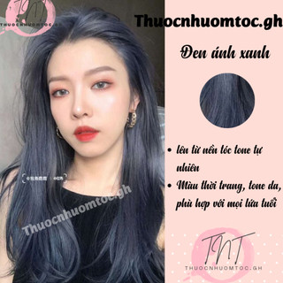 thuốc nhuộm tóc Đen ánh xanh + oxy trợ (ko cần tẩy phù hợp hoc sinh thích đen nhiều ra nắng sáng mới hơi ánh xanh)