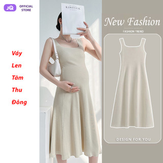 Đầm bầu dáng suông liền thân JOYNCLEON vải len tăm cho xuân thu đông (nhiệt độ từ 15-26 độ) - Mã KV03