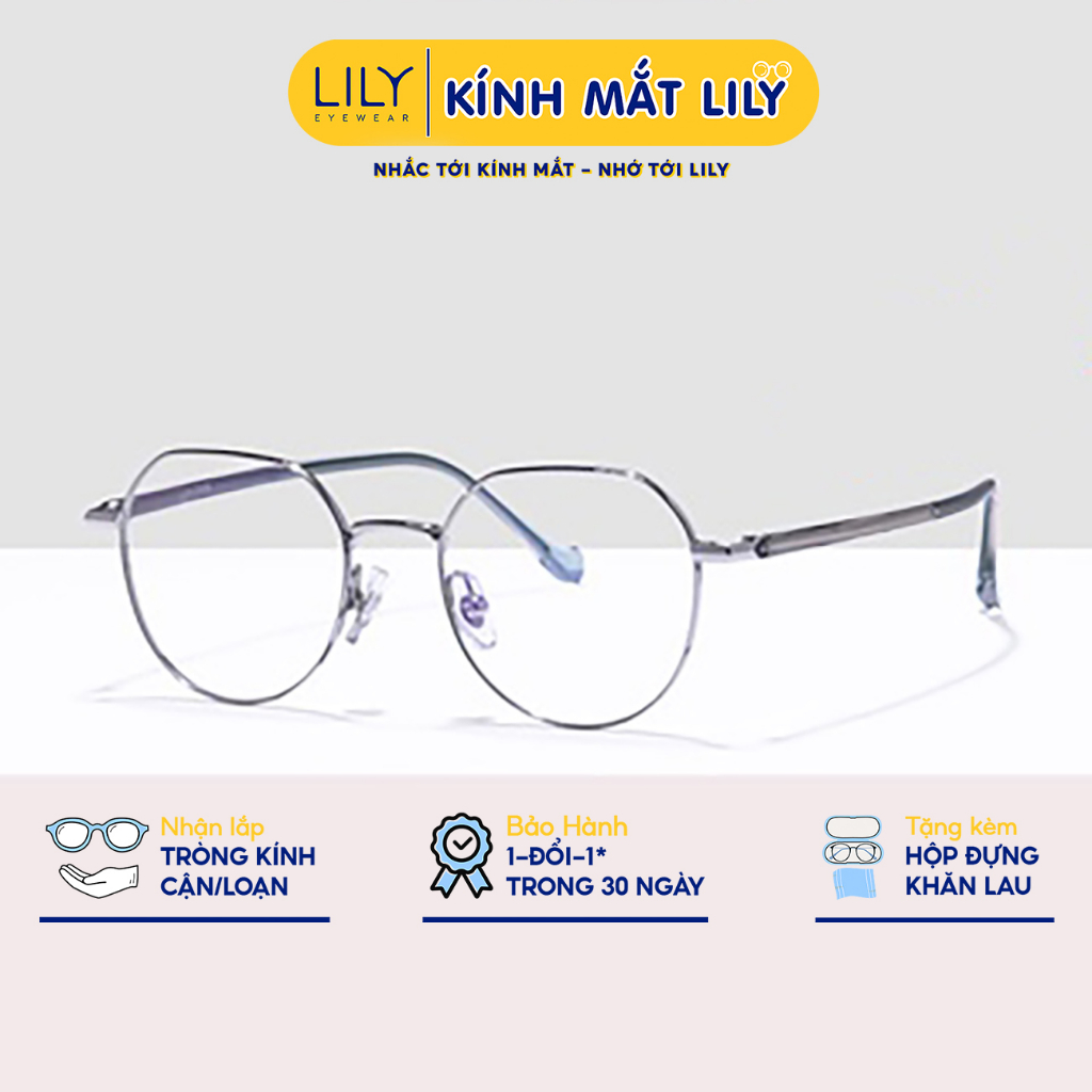 Gọng kính mắt tròn LILYEYEWEAR chất liệu kim loại cứng cáp nhẹ nhàng thiết kế thời trang 47004