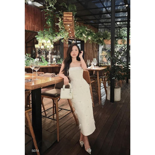 ĐẦM MIDI HAI DÂY ĐÍNH ĐÁ