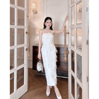 ĐẦM MIDI HAI DÂY ĐÍNH ĐÁ