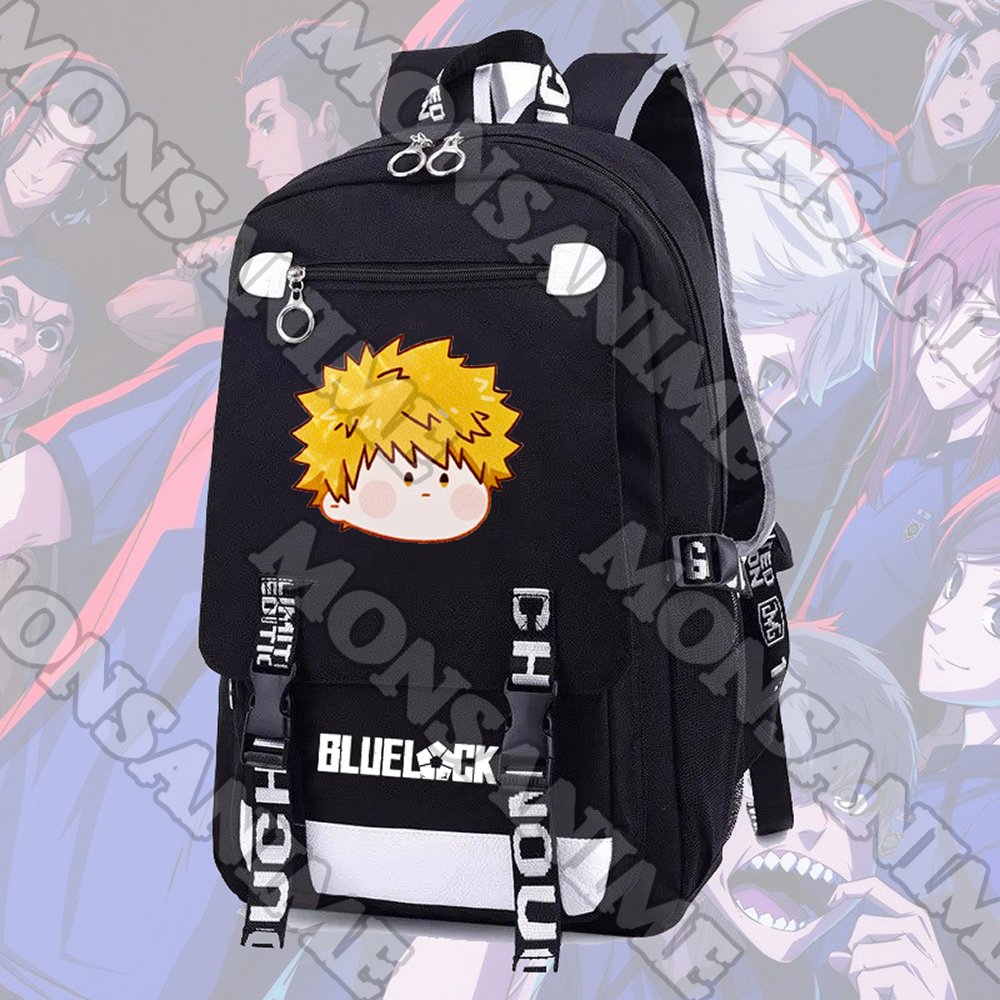Balo nam nữ in hình BLUE LOCK ver MẶT NGƠ CHIBI anime chibi cặp sách đi học tiện lợi thời trang
