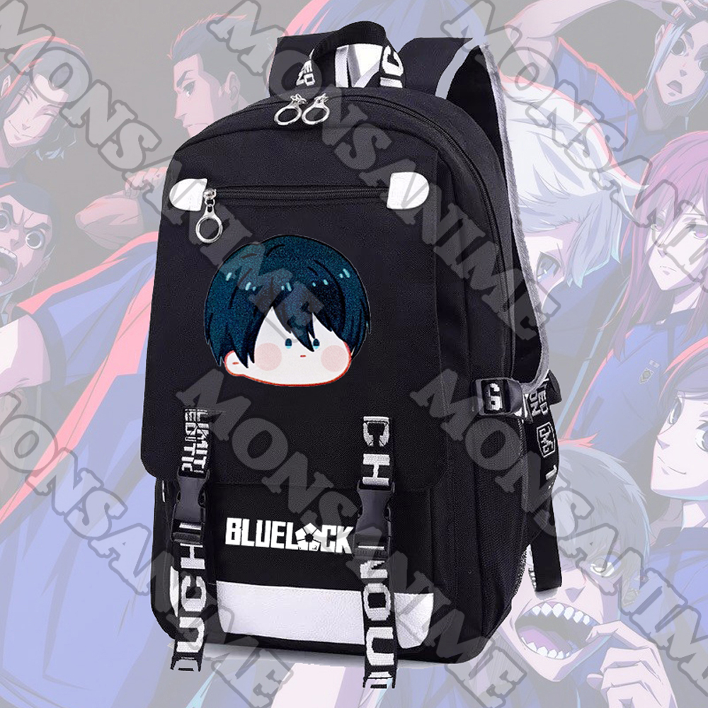 Balo nam nữ in hình BLUE LOCK ver MẶT NGƠ CHIBI anime chibi cặp sách đi học tiện lợi thời trang