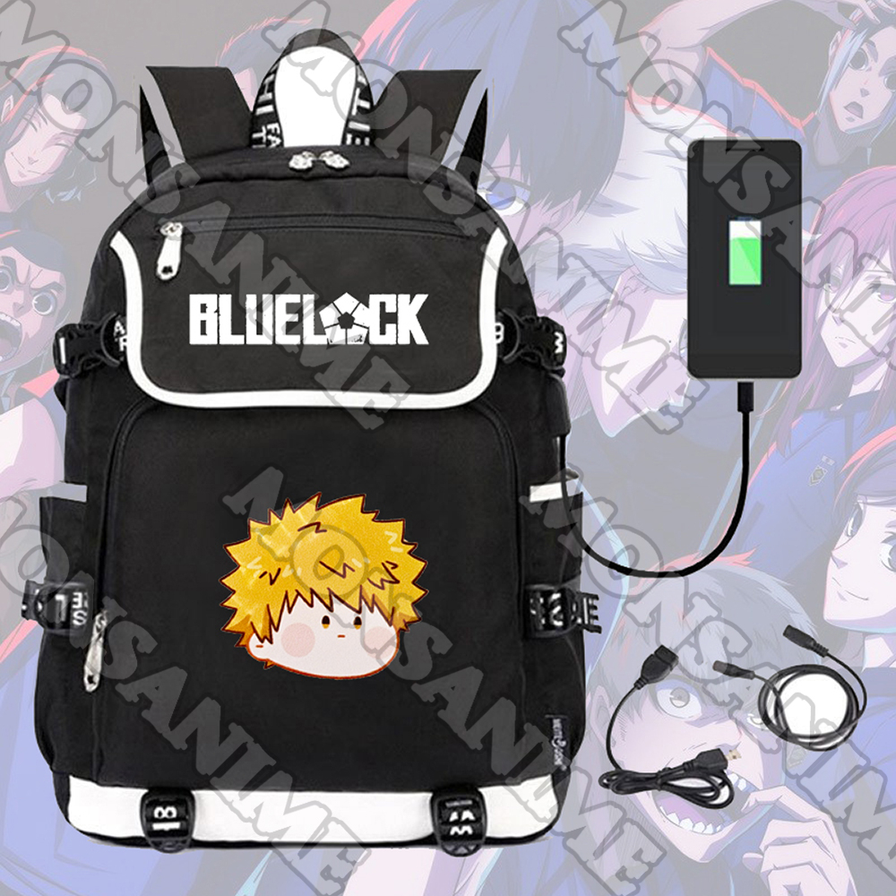 Balo nắp ngang in hình BLUE LOCK ver MẶT NGƠ CHIBI cặp sách nam nữ đi học đựng đồ dùng học tập