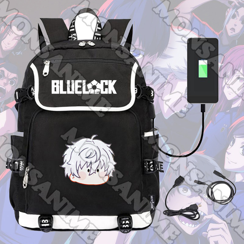 Balo nắp ngang in hình BLUE LOCK ver MẶT NGƠ CHIBI cặp sách nam nữ đi học đựng đồ dùng học tập