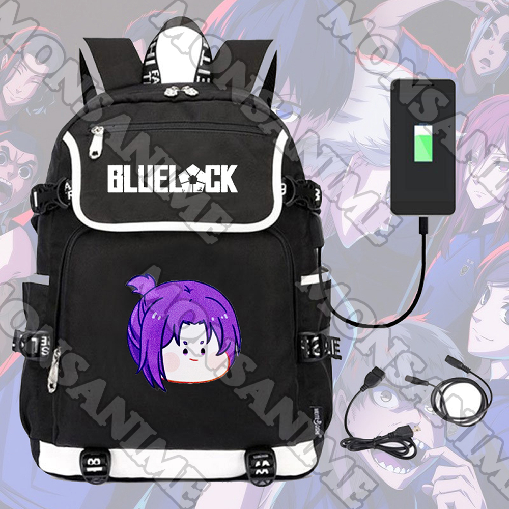 Balo nắp ngang in hình BLUE LOCK ver MẶT NGƠ CHIBI cặp sách nam nữ đi học đựng đồ dùng học tập
