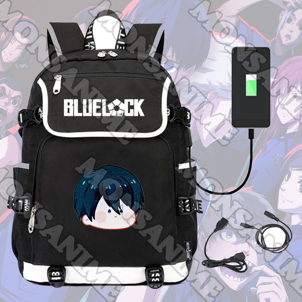 Balo nắp ngang in hình BLUE LOCK ver MẶT NGƠ CHIBI cặp sách nam nữ đi học đựng đồ dùng học tập