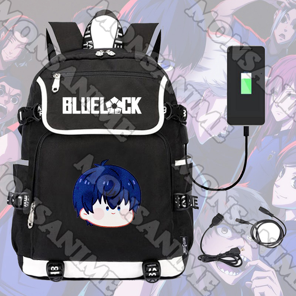 Balo nắp ngang in hình BLUE LOCK ver MẶT NGƠ CHIBI cặp sách nam nữ đi học đựng đồ dùng học tập