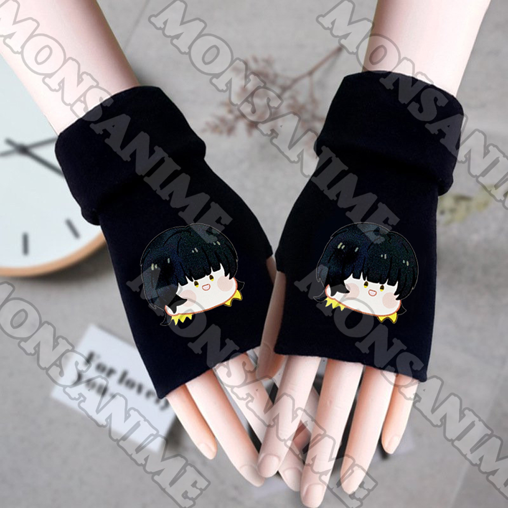 Găng tay len đen BLUE LOCK ver MẶT NGƠ in hình nhân vật anime chibi thời trang ấm áp xinh xắn