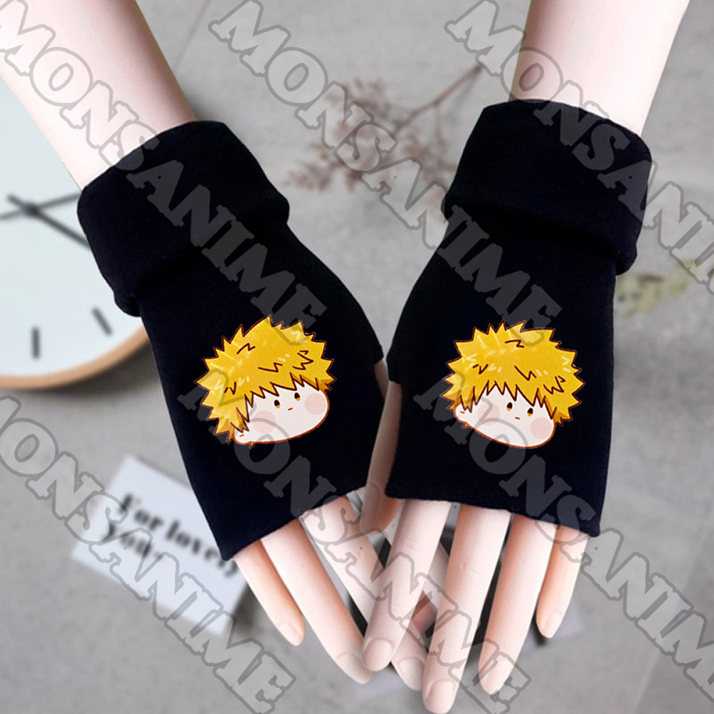 Găng tay len đen BLUE LOCK ver MẶT NGƠ in hình nhân vật anime chibi thời trang ấm áp xinh xắn